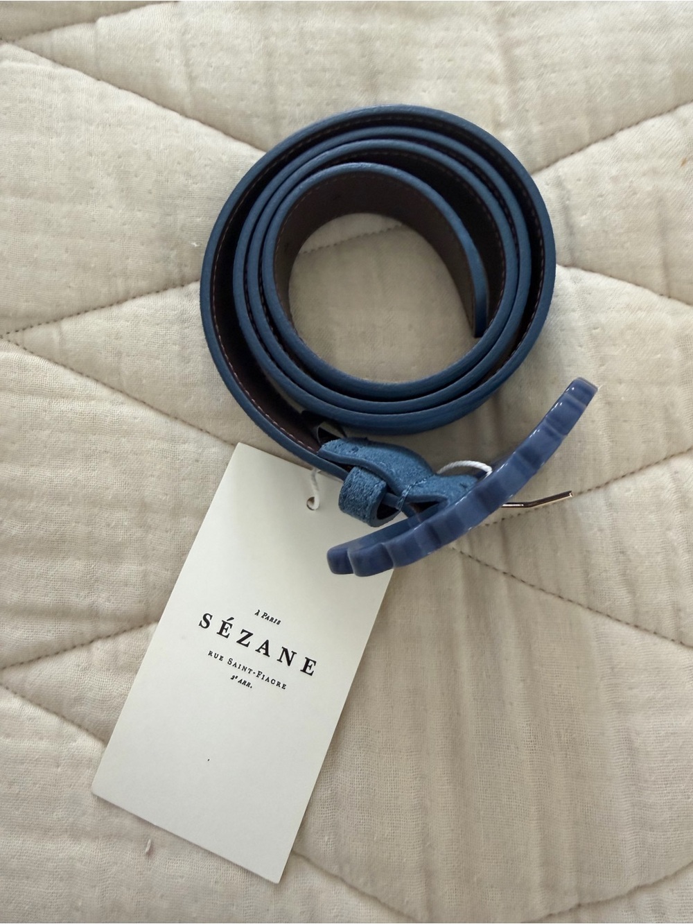 NWT rare Sezane blue suede Belt